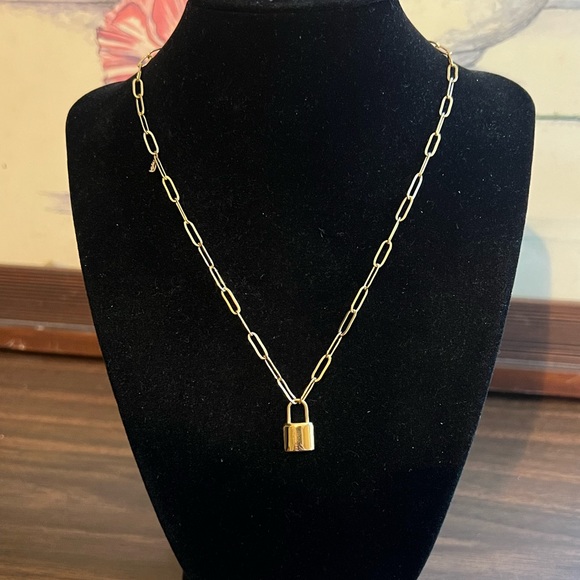 Jewelry Gold Plated Stainless Steel Paper Clip Lock Necklace Poshmark